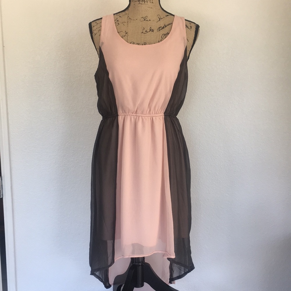 Rhapsody L Pink/Grey Hi Low Dress